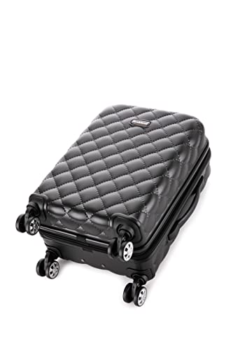 Rockland Melbourne Hardside Expandable Spinner Wheel Luggage, Quilt, Carry-On 20-Inch Black