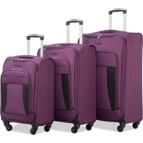 Merax Travelhouse 3 Piece Luggage Set Expandable Spinner Suitcase, Purple with Black, One Size