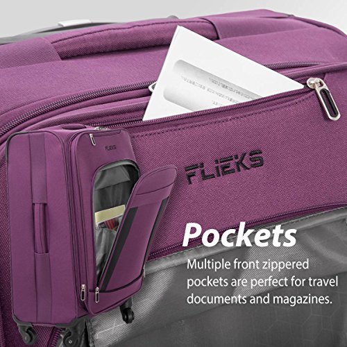 Merax Travelhouse 3 Piece Luggage Set Expandable Spinner Suitcase, Purple with Black, One Size