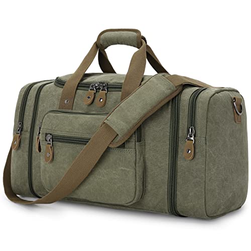 Gonex Canvas Duffle Bag for Travel 50L Duffel Overnight Weekender Bag (Army Green)
