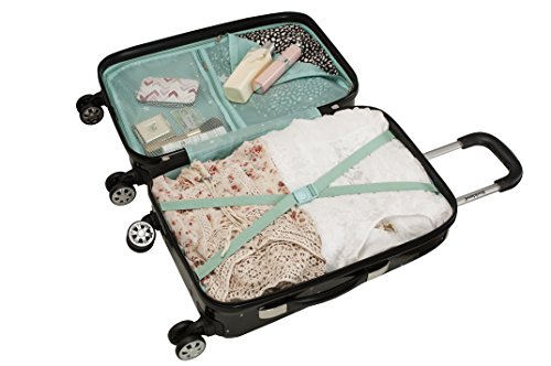 Rockland Vision Hardside Spinner Wheel Luggage, Night Owl, Carry-On 20-Inch