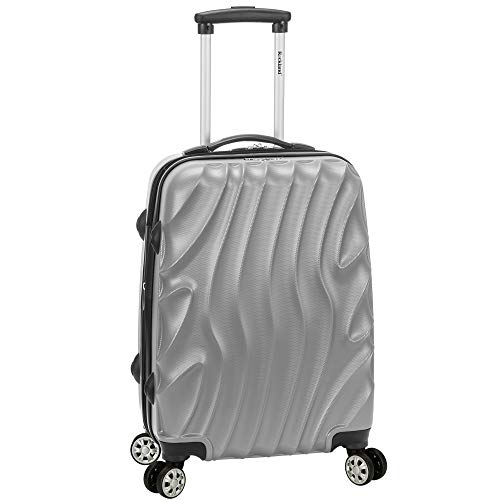 Rockland Melbourne Hardside Expandable Spinner Wheel Luggage, Silver Wave, Carry-On 20-Inch