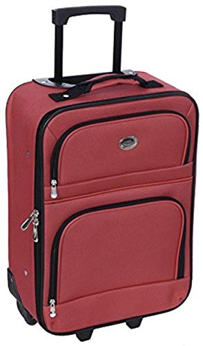 New Red Travel Carry On Suitcase On Wheels With Extendable Handle [Apparel]