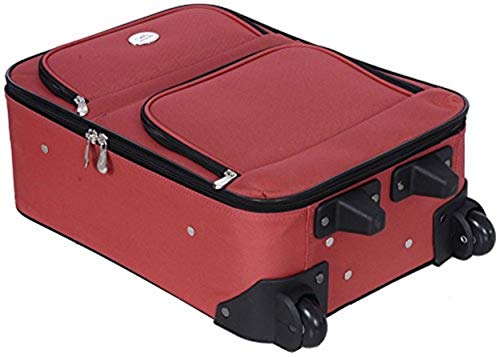 New Red Travel Carry On Suitcase On Wheels With Extendable Handle [Apparel]