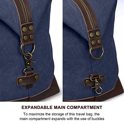 S-ZONE Oversized Leather Canvas Duffel Shoulder Weekender Mens Overnight Bag