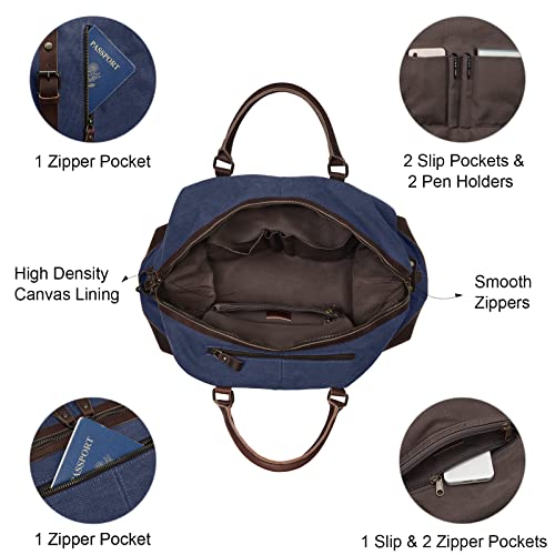 S-ZONE Oversized Leather Canvas Duffel Shoulder Weekender Mens Overnight Bag
