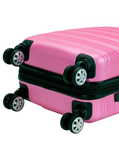 Rockland Melbourne Lightweight Expandable Hardside Spinner Wheel Luggage in Pink