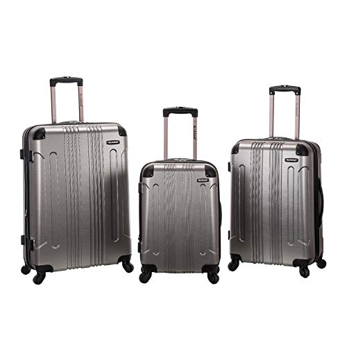 Rockland London Hardside Spinner Wheel Luggage, Silver, 3-Piece Set (20/24/28)