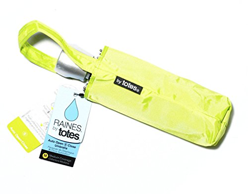 Raines by Totes Automatic Compact Umbrella with Auto Open and Close, Lime