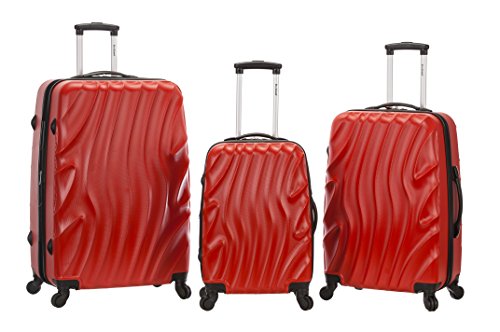 Rockland Melbourne Hardside Expandable Spinner Wheel Luggage, Red Wave, 3-Piece Set (20/24/28)