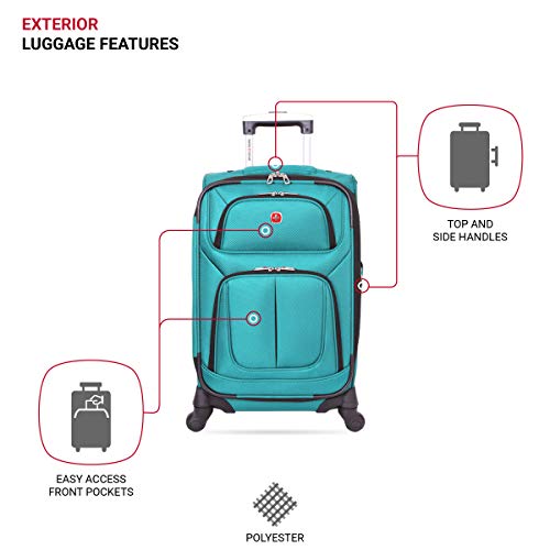 SwissGear Sion Softside Expandable Roller Luggage, Teal, Carry-On 21-Inch