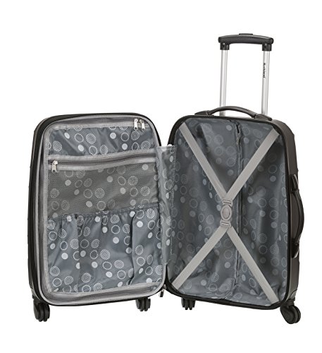 Rockland Melbourne Hardside Expandable Spinner Wheel Luggage, Black Wave, 3-Piece Set (20/24/28)