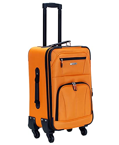 Rockland Pasadena Softside Spinner Wheel Luggage, Orange, Carry-On 20-Inch