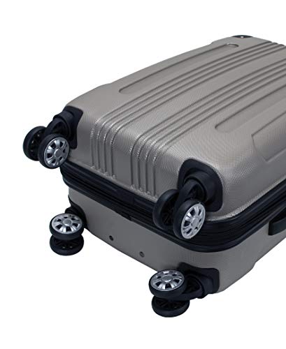 Rockland London Hardside Spinner Wheel Luggage, Silver, 3-Piece Set (20/24/28)