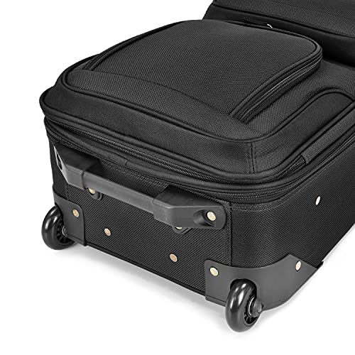 U.S. Traveler Rio Rugged Fabric Expandable Carry-on Luggage Set, Black, 2 Wheel, Set of 2