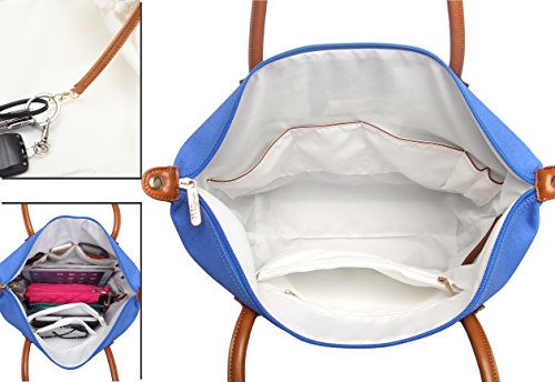 Bright Blue NNEE® Nylon Tote Bag - Multiple Pockets