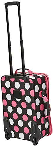 Rockland Fashion Softside Upright Luggage Set,Expandable, Multi/Pink Dot, 2-Piece (14/19)