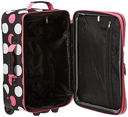 Rockland Fashion Softside Upright Luggage Set,Expandable, Multi/Pink Dot, 2-Piece (14/19)