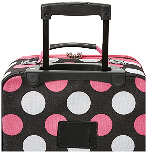 Rockland Fashion Softside Upright Luggage Set,Expandable, Multi/Pink Dot, 2-Piece (14/19)