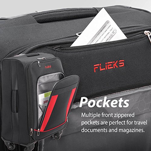 Merax Travelhouse 3 Piece Luggage Set Expandable Spinner Suitcase, Black with Red, One Size