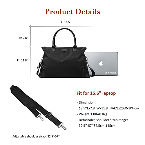 ECOSUSI Duffle Bag Weekender Bag Nylon Overnight Bag Travel Tote Carry On Bag with Trolley Sleeve for Travel, Sports, Black