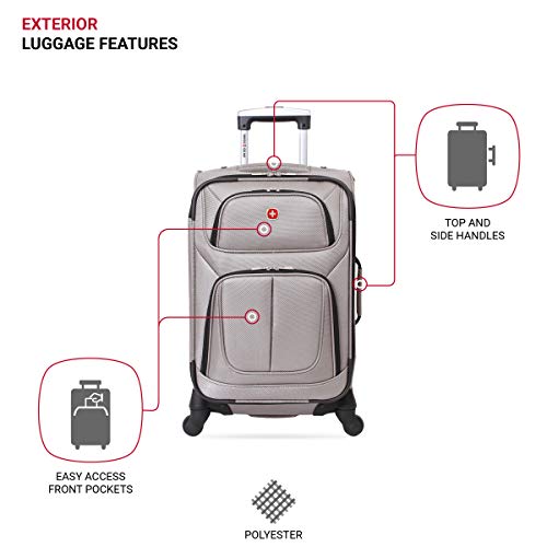 SwissGear Sion Softside Expandable Roller Luggage, Pewter, Carry-On 21-Inch