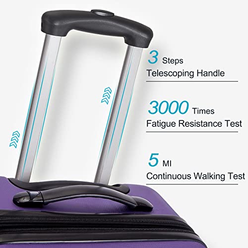 Merax Luggage 3 Piece Expandable Spinner Set Purple