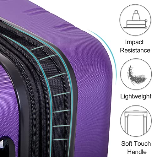 Merax Luggage 3 Piece Expandable Spinner Set Purple