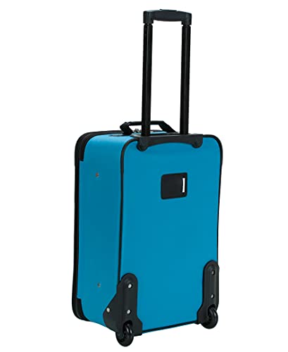 Rockland Fashion Softside Upright Luggage Set, Expandable, Wheel, Telescopic Handle,Turquoise, 2-Piece (14/19)