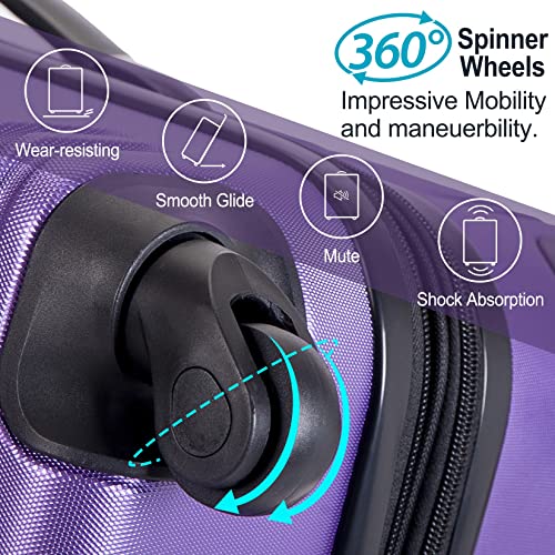 Merax Luggage 3 Piece Expandable Spinner Set Purple