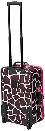 Rockland Fashion Softside Upright Luggage Set,Expandable, Pink Giraffe, 2-Piece (14/19)