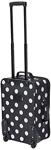 Rockland Fashion Softside Upright Luggage Set,Expandable, Telescopic Handle, Wheel, Black Dot, 2-Piece (14/19)