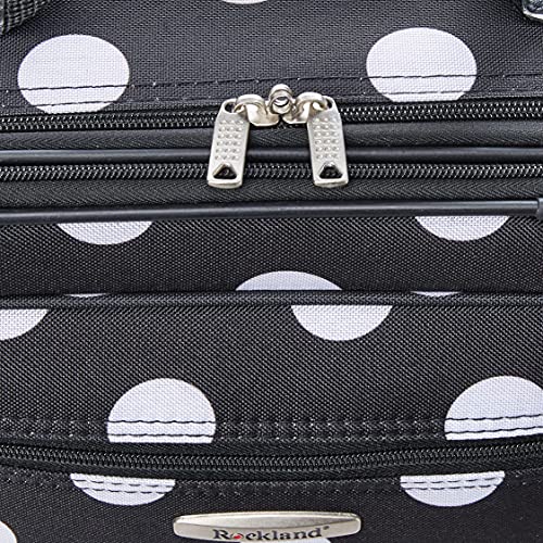 Rockland Fashion Softside Upright Luggage Set,Expandable, Telescopic Handle, Wheel, Black Dot, 2-Piece (14/19)