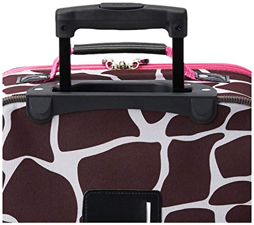 Rockland Fashion Softside Upright Luggage Set,Expandable, Pink Giraffe, 2-Piece (14/19)