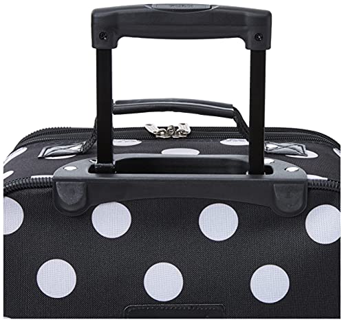 Rockland Fashion Softside Upright Luggage Set,Expandable, Telescopic Handle, Wheel, Black Dot, 2-Piece (14/19)