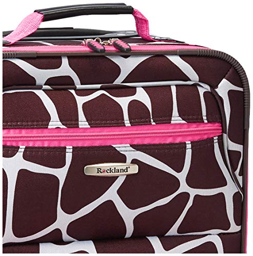 Rockland Fashion Softside Upright Luggage Set,Expandable, Pink Giraffe, 2-Piece (14/19)