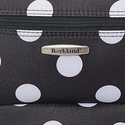 Rockland Fashion Softside Upright Luggage Set,Expandable, Telescopic Handle, Wheel, Black Dot, 2-Piece (14/19)