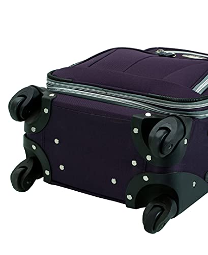 Rockland Pasadena Softside Spinner Wheel Luggage, Purple, Carry-On 20-Inch