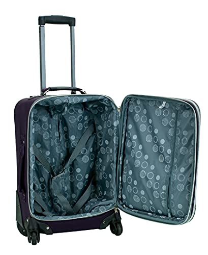 Rockland Pasadena Softside Spinner Wheel Luggage, Purple, Carry-On 20-Inch