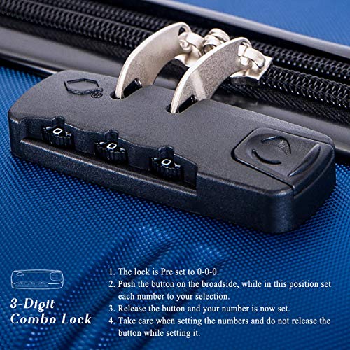 Merax Travelhouse Luggage Set 3 Piece Expandable Spinner Suitcase Blue