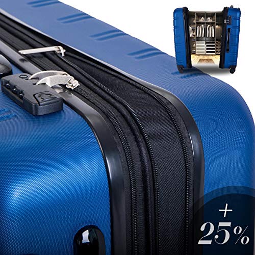 Merax Travelhouse Luggage Set 3 Piece Expandable Spinner Suitcase Blue