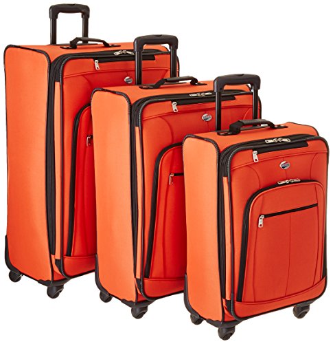 American Tourister AT Pops Plus Softside Spinner Wheel Luggage, Orange, 3-Piece Set (21/25/29)