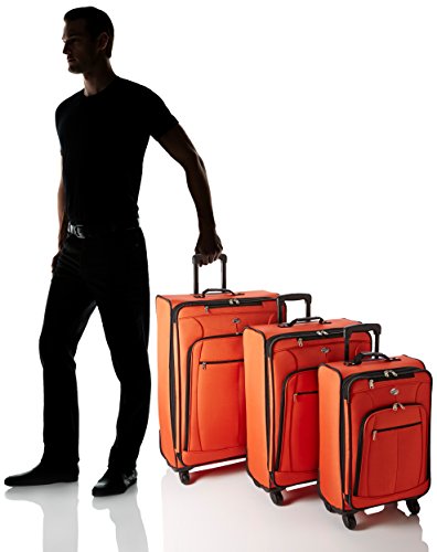 American Tourister AT Pops Plus Softside Spinner Wheel Luggage, Orange, 3-Piece Set (21/25/29)