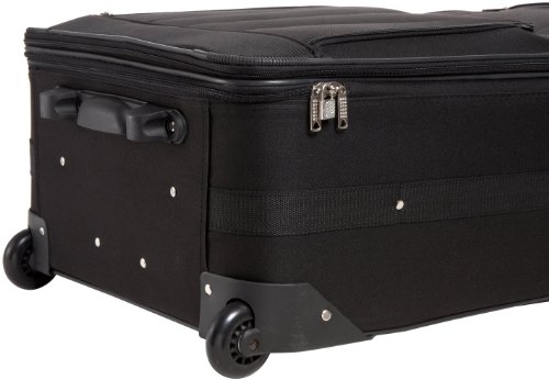 Rockland Journey Softside Upright Luggage Set,Expandable, Lightweight, Black, 4-Piece (14/19/24/28)