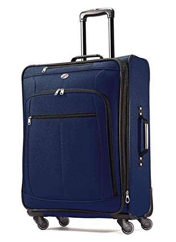 American Tourister AT Pops Plus Softside 3-Piece Spinner Wheel Luggage Set, Navy, (21/25/29)