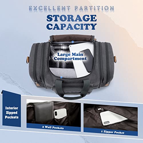 Canvas Duffle Bag for Travel 50L Duffel Overnight Weekender Bag (Gray)