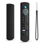 6.4 Inch Silicone Cover Compatible with Fire TV Stick 4K Max 2nd gen 2023 Remote Control Case, Toshiba/Insignia Smart TV Remote Silicone Case Cover Anti-Slip Sleeve with Lanyard (Black)