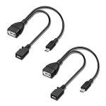 OTG Cable for Fire TV Stick 4K Max/Lite/Cube, Compatible with PlayStation Classic, SNES Mini - Host Micro USB OTG Adapter with Power Passthrough, 2-Pack