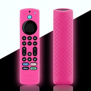 LEFXMOPHY Fire Stick 4k Max 2023 Remote Cover Replacement for Fire TV Stick 4K Max (2nd Gen), Omni Series or TV 4-Series 2021, Silicone Protective Case Skin Sleeve, Hot Pink, Glow in Dark