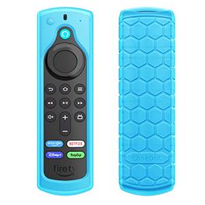 CaseBot Remote Case for Fire TV Stick HD/4K/4K Max (1st Gen)/Fire TV Stick (3rd Gen)/Lite - Anti-Slip Shockproof Silicone Cover for Alexa Voice Remote (2nd & 3rd Generation) (Blue Glow)